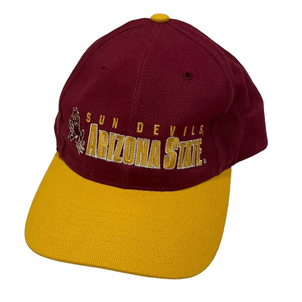 VTG Twins Enterprise Embroidered ASU Sun Devils Adjustable Hat Cap Maroon & Gold